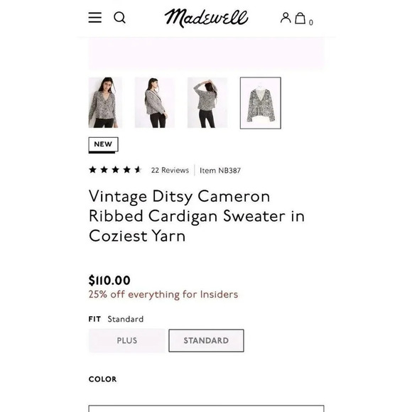 Madewell S Vintage Ditsy Cameron Ribbed Cardigan Sweater Coziest Yarn Boxy Top - Picture 7 of 13
